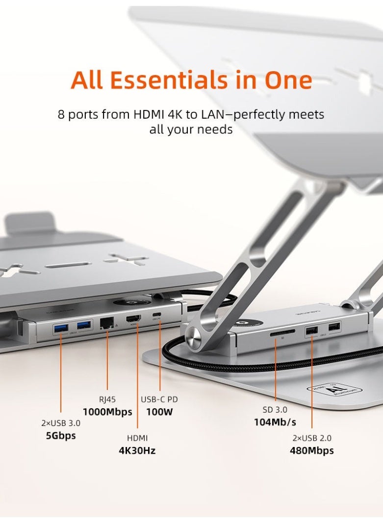 CABLETIME 360° rotating laptop stand with 6-in-1 pivot - Image 2